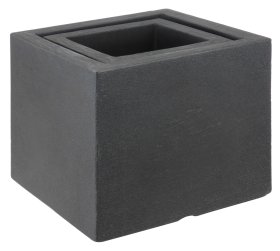 Plastikinis lauko vazonas, kvadratinis, pilkos sp., 29 x 29 x 27 cm.