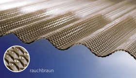 PC BH profiliuoto monolito polikarbonato lakštai GUTTA, matmenys 2,8 x 1045 x 2000 mm, korys, sinusinė, bronzos spalva