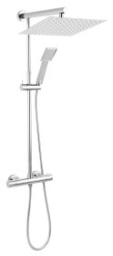 Dušo komplektas FERRO Fresco Square Np76Sq-Tbr7U, reg. stovas 80-125 cm, term.maišytuvas, stačiakampė dušo galvutė 68x88 mm, SLIM dušo galva 30x30 cm, 150cm žarna, chrom.