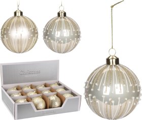 Eglutės žaisliukas su blizgučiais, matinis ir blizgus, baltos sp., 80 mm