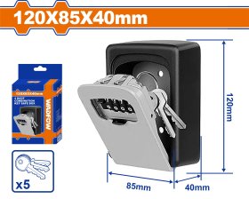 Raktų dėžutė WADFOW, pakabinama, 4 skaitmenų kodas, 120 x 85 x 40 mm, WKFB1119