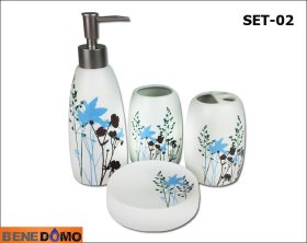 Vonios aksesuarų rinkinys BENEDOMO, 4 dalių, keramikinis