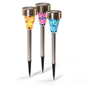 Lauko šviestuvas SUNLUX SA216, LED diodai: 2 LED x 0.06W; Elementai: 1.2V, 200mAH; Švietimo spalva: Balta; Korpusas:Metalinis/Stiklas; Dydis: ø75x380mm