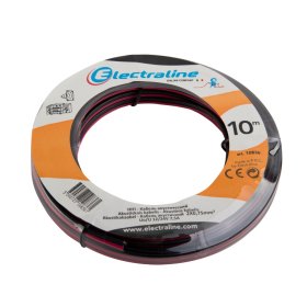 Akustinis kabelis ELECTRALINE Hi-Fi, 2*0,75, raudonai juodos spalvos, 10836, (rul 10m)