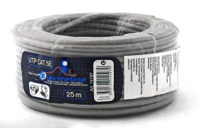 Kompiuterinis kabelis ELECTRALINE CAT5E/UTP(CU), neekranuotas, viengyslis, varinis, pilkos spalvos, 14197, (rul 25m)