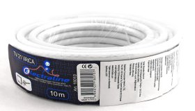 TV antenos kabelis ELECTRALINE 18010, TV 21VATCA(CCA), centrinis variuotas aliuminis laidininkas, baltos spalvos, (rul 10m)