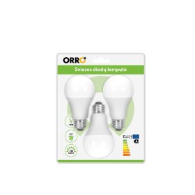 LED lempa ORRO, 10W, E27, A60, 230V, 4000K, 800 lm, 3vnt., 55021