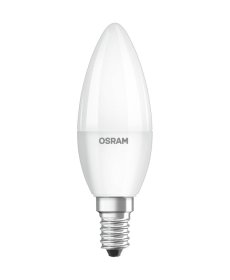 LED lempa OSRAM, 5,7W (=40W), E14 B40 žvakė, WW, 2700K, 220-240V, 470 lm, 25.000 val., matinė