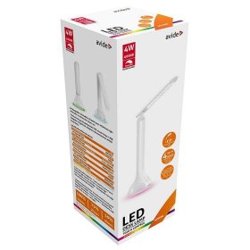 Stalinis šviestuvas AVIDE At-7606, 18 LED, 4 W, 4000K, 250 lm, IP20,  įkraunamas, baltos spalvos, sensorinis valdymas, USB lizdas, USB įkrovimo laidas