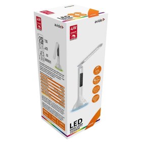 Stalinis šviestuvas AVIDE At-7620, 18 LED, 4 W, 4000K, 250 lm, įkraunamas, baltos spalvos, sensorinis valdymas, USB, CR2032 baterija LCD ekrano