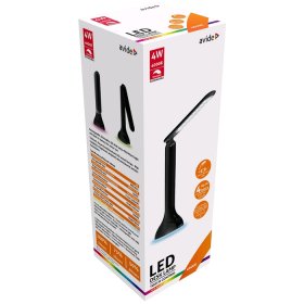 Stalinis šviestuvas AVIDE Abldlrgb-Mood-4W-Bl, 18 LED, 4 W, 4000K, 250 lm, IP20, įkraunamas, dimer., juodos spalvos, sensorinis valdymas, USB, RGB