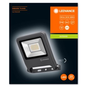LED prožektorius LEDVANCE Endura, 20 W, 220-240 V, 4000 K, 1500 lm, IP65, 180°, 25.000 h, antracito sp.