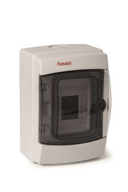 Automatinių jungiklių skydelis FAMATEL 3904-Ttb Aqua, 4 modulių, paviršinis, su skaidriomis durelėmis, su 0 kontaktais, IP65