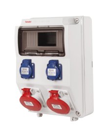 Automatinių išjungiklių skydelis FAMATEL 3958.5, 9mod+4lizd.(2kišt.+2trif.),4X2P+TTL 16A, 250V, 2X3P+N+T 16A 380V, pav.,IP44,330x215x155mm