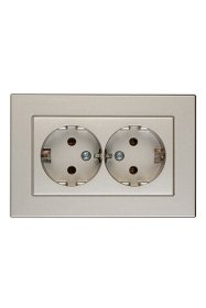 Kištukinis lizdas VILMA XP500, 2 vietų, įleidžiamas, su įž., šampano spalvos, RP16-021 XP