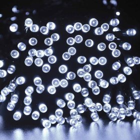 Šviečianti eglutės girlianda su 100 LED SUNLUX A530880004, ilgis - 10 m, 220V, IP44, tinka naudoti lauke, baltos sp., 2A 100-1, A10