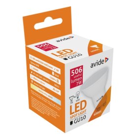 LED lempa AVIDE At-8689, 7W, GU10  (=50W), NW, 4000K, 220-240V, 110°, Spot Alu+Plastic, 550 lm, 25.000 val.