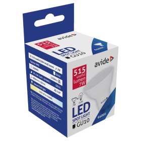 LED lempa AVIDE At-8702, 7W, GU10  (=51W), CW, 6400K, 220-240V, 110°, Spot Alu+Plastic, 560 lm, 25.000 val.