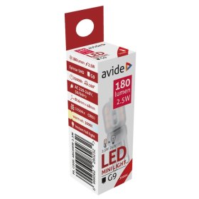 LED lempa AVIDE At-0232, 2,5W (=24W), G9, WW, 3000K, 220-240V, 180 lm, 25.000 val.