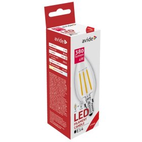 Filamentinė LED lemputė AVIDE, 4.5W, E14 žvakė, WW, 2700K, 220-240V, 470 lm