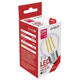 Filamentinė LED lemputė AVIDE, 4.5W, E27 G45 burbuliukas, WW, 2700-3000K, 220-240V, 470 lm.