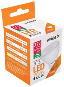 LED lempa AVIDE At-7989, 6W (=51W), GU10, NW, 4000K, 220-240V, 110°, Spot Plastic, 460 lm, 25.000 val., dimeriuojama