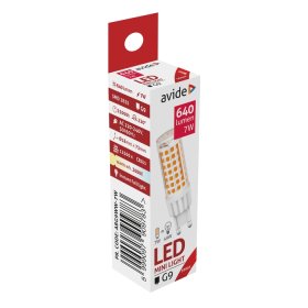 LED lempa AVIDE At-9783, 7W (=49W), G9, WW, 3000K, 220-240V, 220°, 640 lm, 25.000 val.