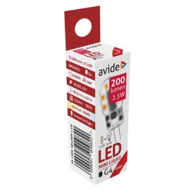 LED lemputė AVIDE, 1.2W, G4, WW, 3000K, 12V, 110°, 90 lm, 25.000 val., AT-9820
