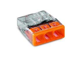 Jungtis laidams WAGO 2273-203/25, 3 x 0,5-2,5 mm, oranžinės spalvos, 25 vnt.