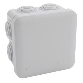 Paskirstymo dėžutė LEGRAND 92126, PLEXO paviršinė, 80x80x45 mm, IP55, su išvadais, plast., pilka