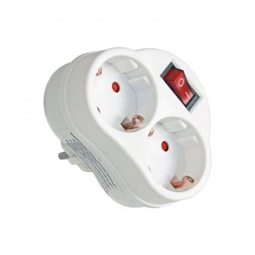 Lizdas kištukinis COMMEL 11093S, 2v. su įž. ir išjungėju, baltos sp., 16A 250V, 240-302