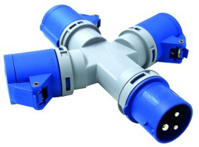 Kištukinis lizdas ELECTRALINE, kištukas CCE, 3 lizdai CEI 220V, mėlynos sp., 80800