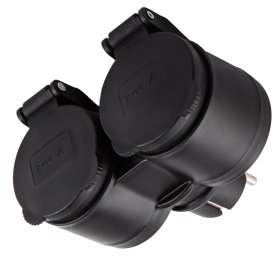 Šakotuvas ELECTRALINE, 2 lizdų, su įž., su dangteliais, IP44, 16A, juodos sp., 55074