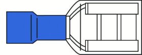 Laido antgalis ELECTRALINE, plokščias kištukas, 6,35 mm, mėlynos sp., 10 vnt., 962286