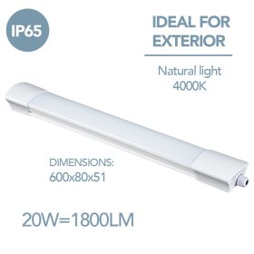 LED šviestuvas ELECTRALINE, 20 W, 1800 lm, 4000K, IP65 , matmenys: 600 x 80 x 51 mm, 65060