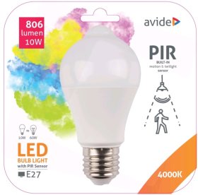 Išmanioji LED lempa AVIDE Smart, 8,8W (=60W), E27 A60, 4000K, su judesio jutikliu, 220-240V, 809 lm, 240°, 25.000 val