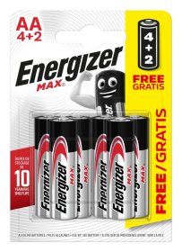 Maitinimo elementai ENERGIZER MAX, 4 + 2 vnt. AA LR6, E91/Ultra Plus BEAU1-LR6UX6