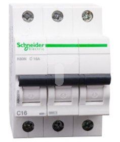 Automatinis išjungiklis SCHNEIDER, 3P, 16 A, 6 kA, K60N, C, 16-4-A9K02316