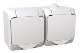 Kištukinis lizdas SCHNEIDER Cedar Plus, 2 vietų, paviršinis, su įž., IP44, su dangteliu, baltos sp., GWN-240PY, WDE000523