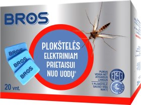 Plokštelės elekriniam fumigatoriui nuo uodų BROS, 20 vnt.
