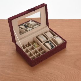 Papuošalų dėžutė, spalvos: smėlio/pilka/tamsiai raudona/rožinė