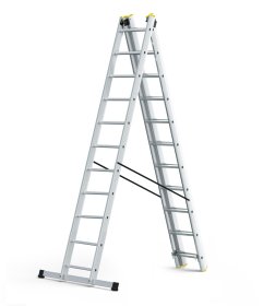 Profesionalios kopėčios HERVIN EQUIPMENT+, aliuminės, universalios, dvipusės, ištraukiamos, 3x11 pakopų, 2980-5390 mm, AC0311A