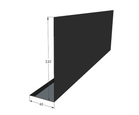 L kampas MODERNO po vėjelente, matmenys 40 x 110 x 2000 mm, grafito spalva
