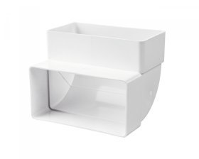 Ventiliacinė alkūnė PLASTIVENT, 60 x 204, kampas 90°, vertikali, plastikinė, balta, 8282P