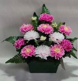 Dirbtinių chrizantemų puokštė NOVELLY HOME, baltos ir rožinės sp., 28 x 19 x 28 cm., P7234x14