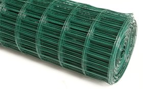 Tvoros tinklas HERVIN GARDEN, cinkuotas, dengtas PVC, viela 1,7mm/su PVC 2,2mm, akutė 100x75 mm, aukštis 1,5 m, ritinio ilgis 25 m,RAL6005