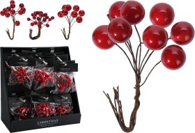 Kalėdinių dekoracijų rinkinys Uogos, 3 šakelės, įv. dydžių