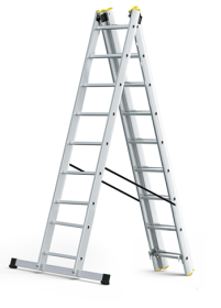 Kopėčios HERVIN EQUIPMENT, aliuminės, universalios, dvipusės, ištraukiamos, 3x9 pakopų, 2460-5160 mm, AC0309A