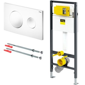 Klozeto rėmas VIEGA Viega Prevista Dry, komplekte rėmas 1120 x 490 mm, VISIGN FOR STYLE 20 KEY baltas mygtukas, rėmo tvirtinimai, Vokietija, 792640