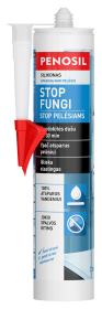 Silikoninis hermetikas PENOSIL Stop Fungi, 310 ml, priešpelėsinis, bespalvis